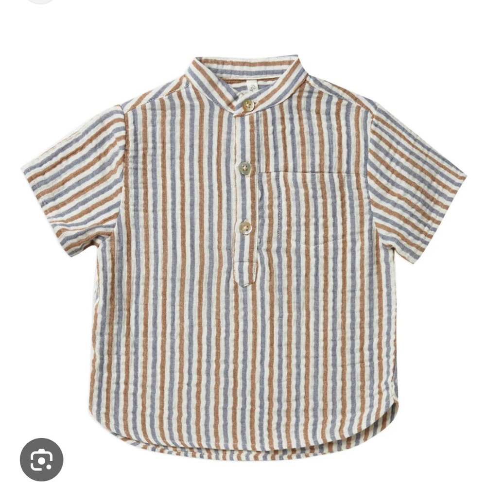 Rylee and cru Mason nautical Striped Kids Shirt - Brown, Blue, and cream